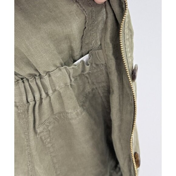 INC International Concepts Green 100% Linen Military Style Jacket Sz M Preppy - Picture 5 of 10